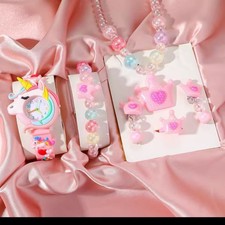 Rainbow Unicorn Kids Quartz Watch Set Colorful Fantasy Design