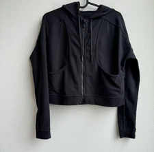 Women’s Lululemon Black Next Move Cropped Zipup Hoodie Size 4 Small Excellent