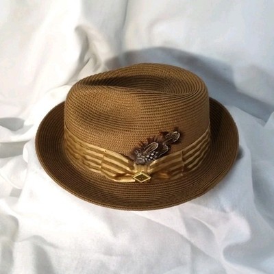 Stacy Adams Brown Fedora Hat Large Men display picture 2