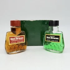 Vintage MENNEN SKIN BRACER After Shave Set BURNISHED LEATHER & REGULAR 1.5oz