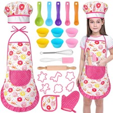 Kids Cooking and Baking Chef Set, 25PCS with Kids Apron,Chef Hat Utensils i...