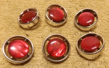 Lot of 6 Vintage Plastic Buttons with Beautiful Pink Inserts