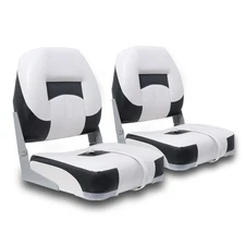 Folding Fishing Boat Seats Low Back 2 Pack, Waterproof Boat Captain Chairs, S...