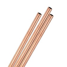 3-Pack Copper Round Tube, 9mm OD 1mm Thick 300mm Length Straight Pipe Tubing