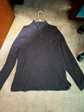Polo Ralph Lauren Men's Gray 1/4 Zip Mock Neck Knit Sweater Pullover XL