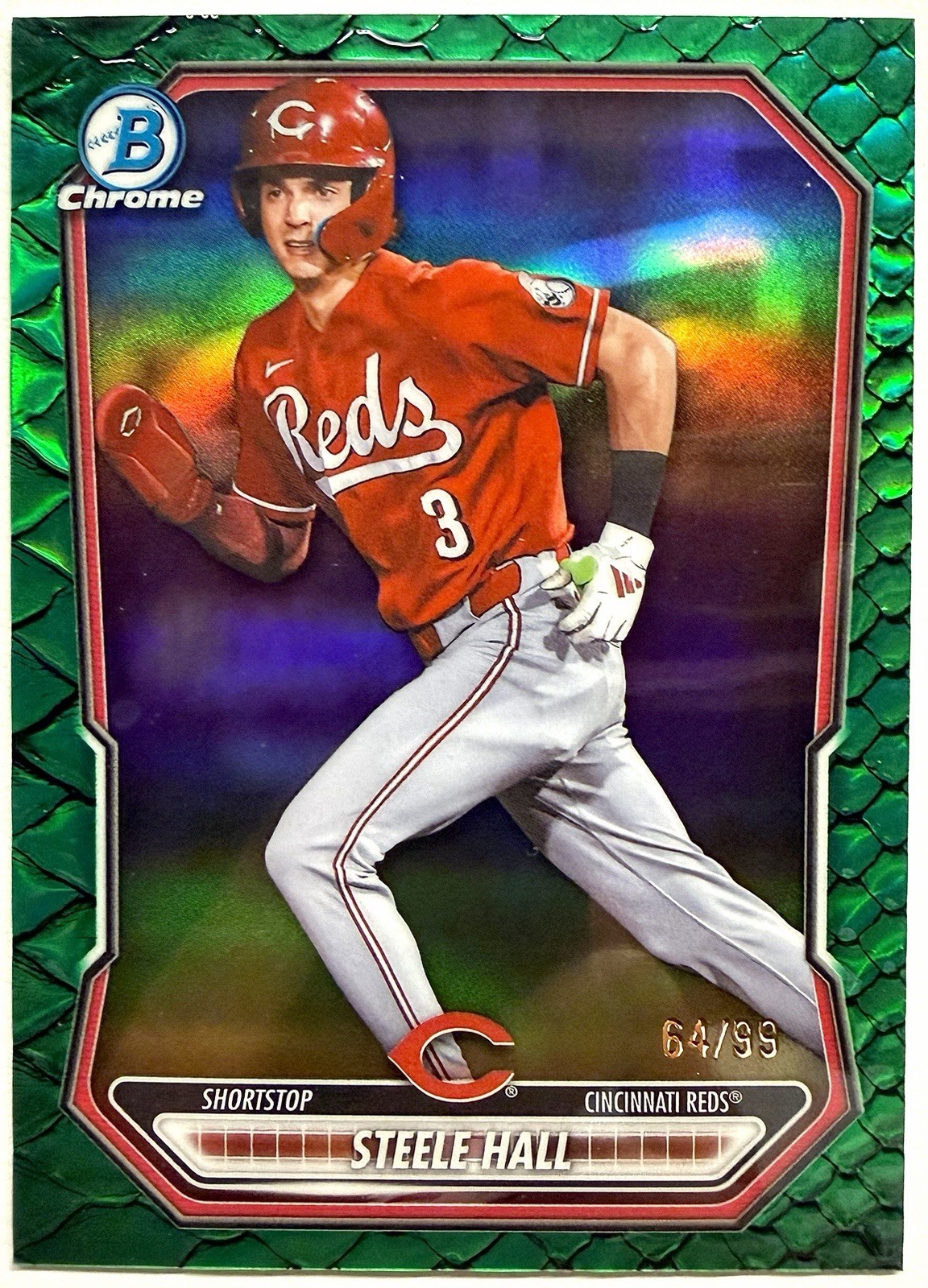 2026 Bowman Chrome - Steele Hall GREEN Reptilian Refractor #BCP-243 Reds
