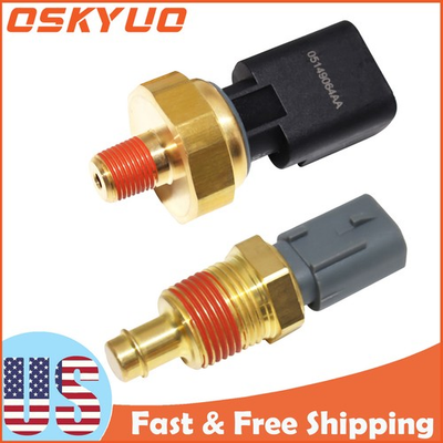 #ad #ad 2 PCS Oil Pressure Sensor amp; Coolant Temperature Sensor For Chrysler Jeep Dodge $17.79