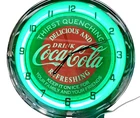 15" Coca-Cola Thirst Quenching Neon Wall Clock Green Neon Light Vintage