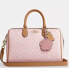 Coach Rowan LARGE Satchel Bag POWDER PINK With Charms
