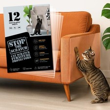Pro Strength Cat Scratch Deterrent Tape   12 Clear Double-Sided Sticky Sheets...
