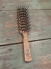 Vintage Goody Nylon Bristles Smoothing Hair Brush Brown Faux Wood Grain 7.75  