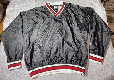 Vintage Jerzees Jacket Mens Large Black Red Windbreaker 90s Pullover 
