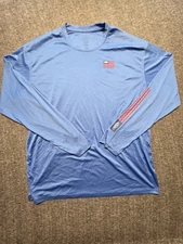 AFTCO Aftech Mens Long Sleeve Performance Shirt UPF Fishing 3XL Blue Off Shore