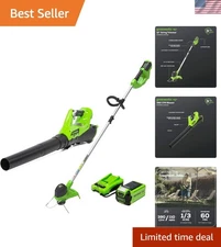 40V Lawn Care Combo Kit, Trimmer & Blower for Edging & Leaf Cleanup, 2.0Ah Ba...