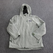 Patagonia Jacket Kids Small 7-8 Green Hooded Rain Coat Fleece Lined Waterproof