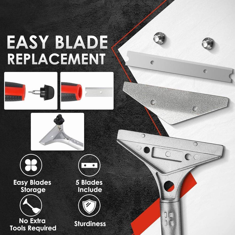4 In. Razor Blade Scraper with Long-Handle, Heavy-Duty Cleaning Tool ...