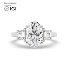 Oval Diamond Trilogy Ring Platinum Labgrown 3.70 Ct Solitaire