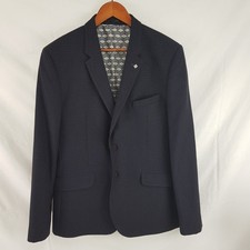 Ted Baker London Blazer Suit Jacket Wool Navy Spotted Size 44R