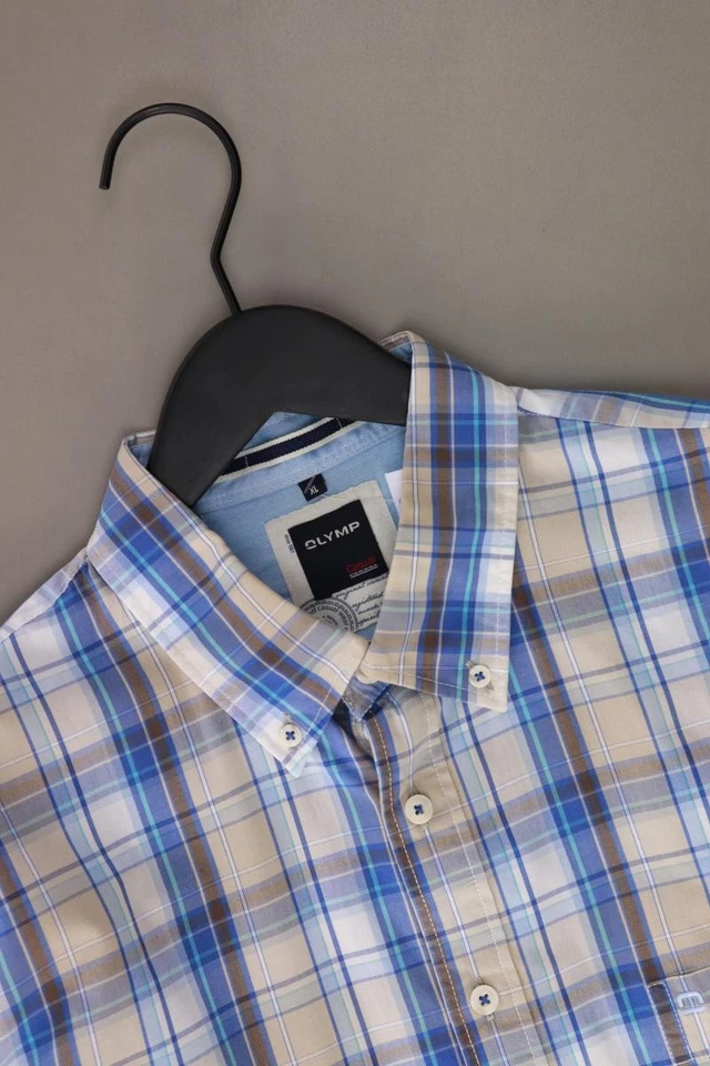 ⭐ Olymp camicetta per uomo taglia 54, XL a quadri blu di cotone ⭐ - Immagine 3 di 4