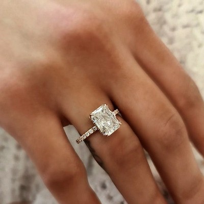 Lab Grown Diamond Ring 14k Rose Gold IGI 2,50 Karat E F VVS Round Luxury Design