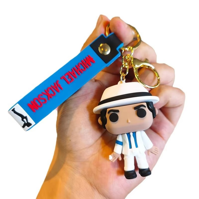 Michael Jackson Keychain King of Dance Mini Idol Figure Key Ring