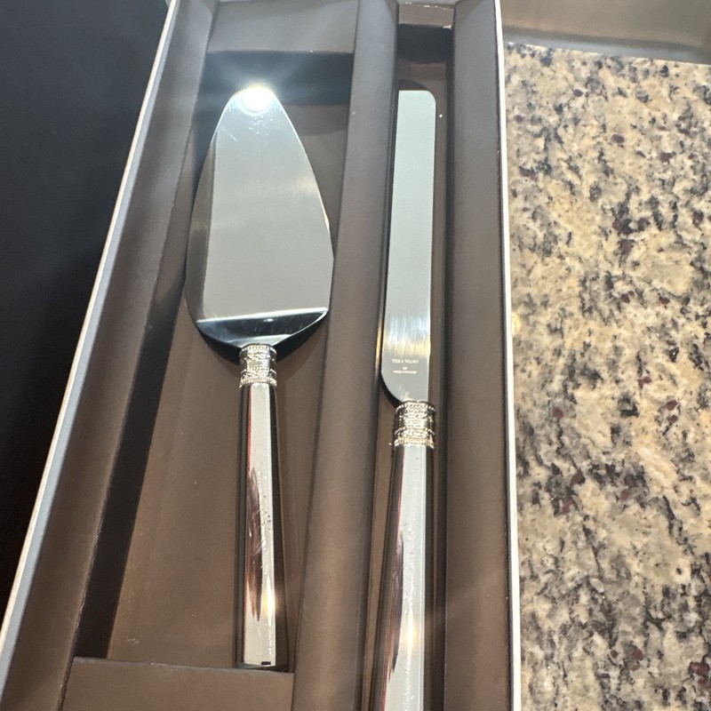 Vera Wang Wedgwood Silver Metal Cake Knife & Server Set, 2-Piece Wedding