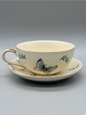burton + BURTON Morning Meadow Porcelain & Gold Teacup & Saucer Set 10 oz
