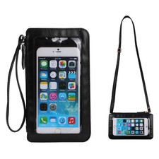 Cross-Body Shoulder Cell Phone Touch-Screen Case Bag Pouch Large, Matte Black