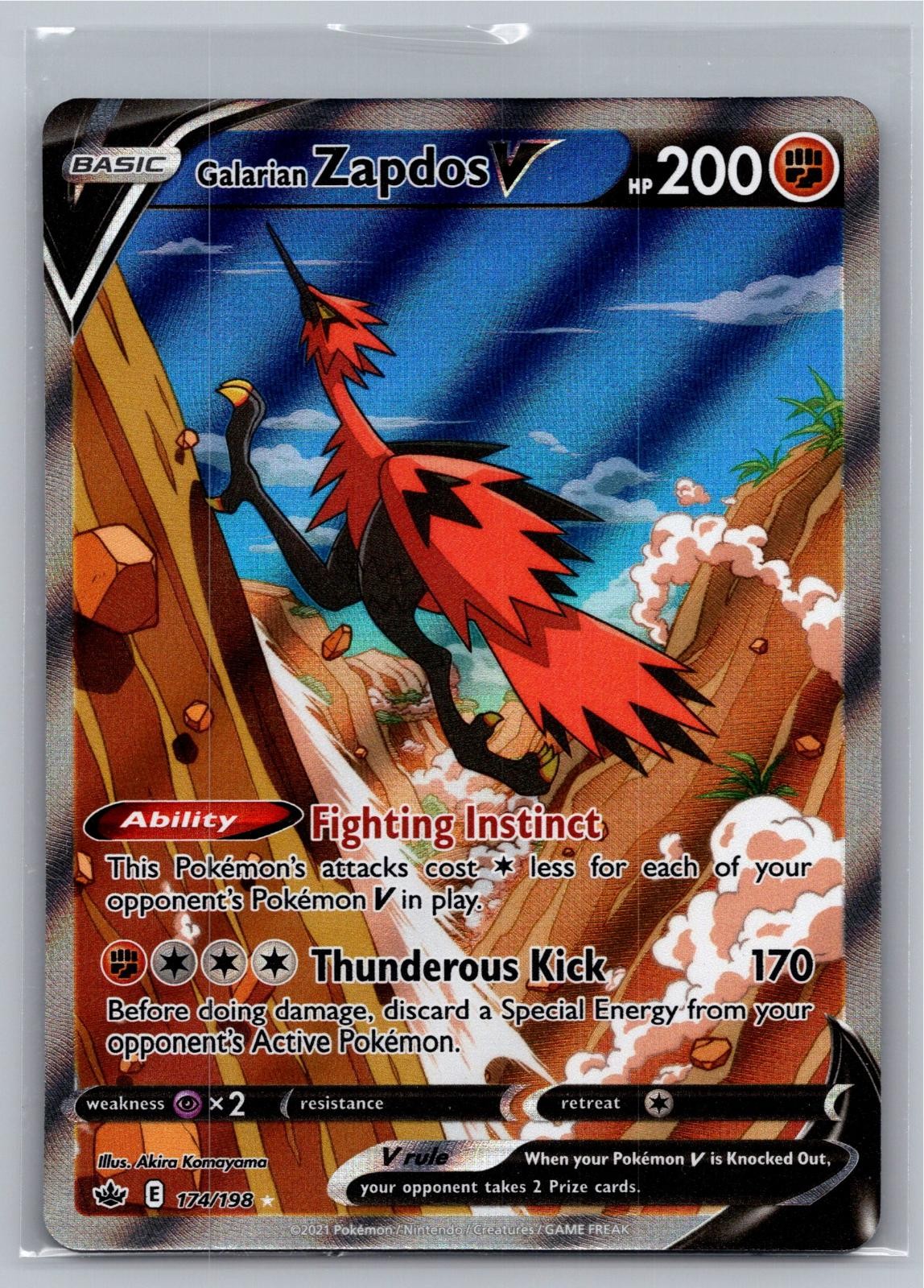 Galarian Zapdos V 174/198 Ultra Rare Chilling Reign Pokemon LP (Top Edge Ding)