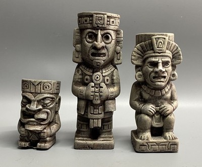 Azteken Maya Inka Tiki Miniatur Figur Ornament Set.