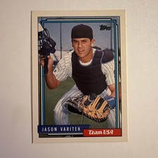 1992 Topps Traded JASON VARITEK RC Rookie Card #123T Team USA NM+. rookie card picture