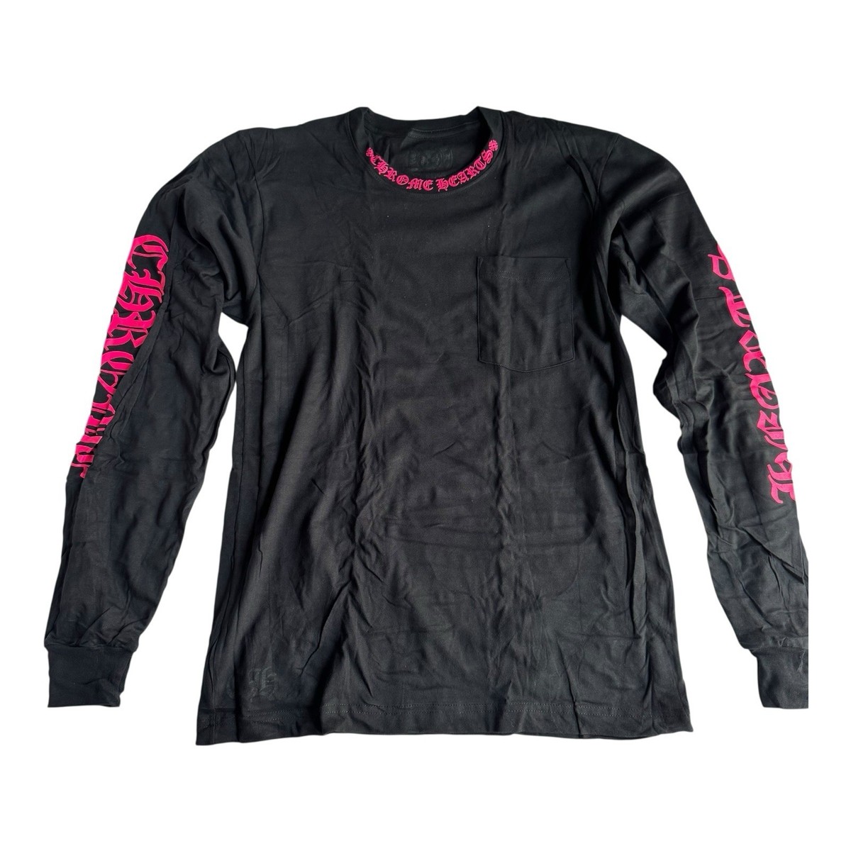BNIB Chrome Hearts Hot Pink/Black Neck Logo Long Sleeve T Shirt