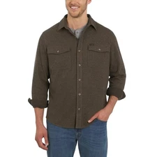 Wrangler Men's Brushed Knit Shirt - BROWN (Select Size: S-XXL) FAST SHIPPING