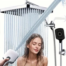 13" Rain Shower Head with 4 Mode Hand Spray Combo and Adjustable Extension Arm