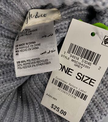 Style & Co Women's Gray Solid Shine Cuff Beanie Sz OS | eBay