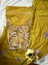 Yellow indian suit, Salwaar Kameez, floral indian suit, 3 piece un-stiched suit