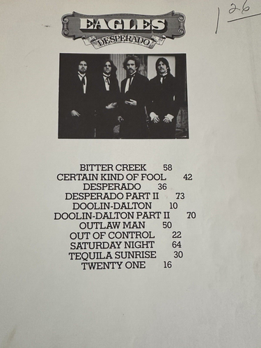 The Eagles "Desperado" Songbook/Sheet Music Book 21 Songs (1973 Warner Brothers) - Picture 5 of 16
