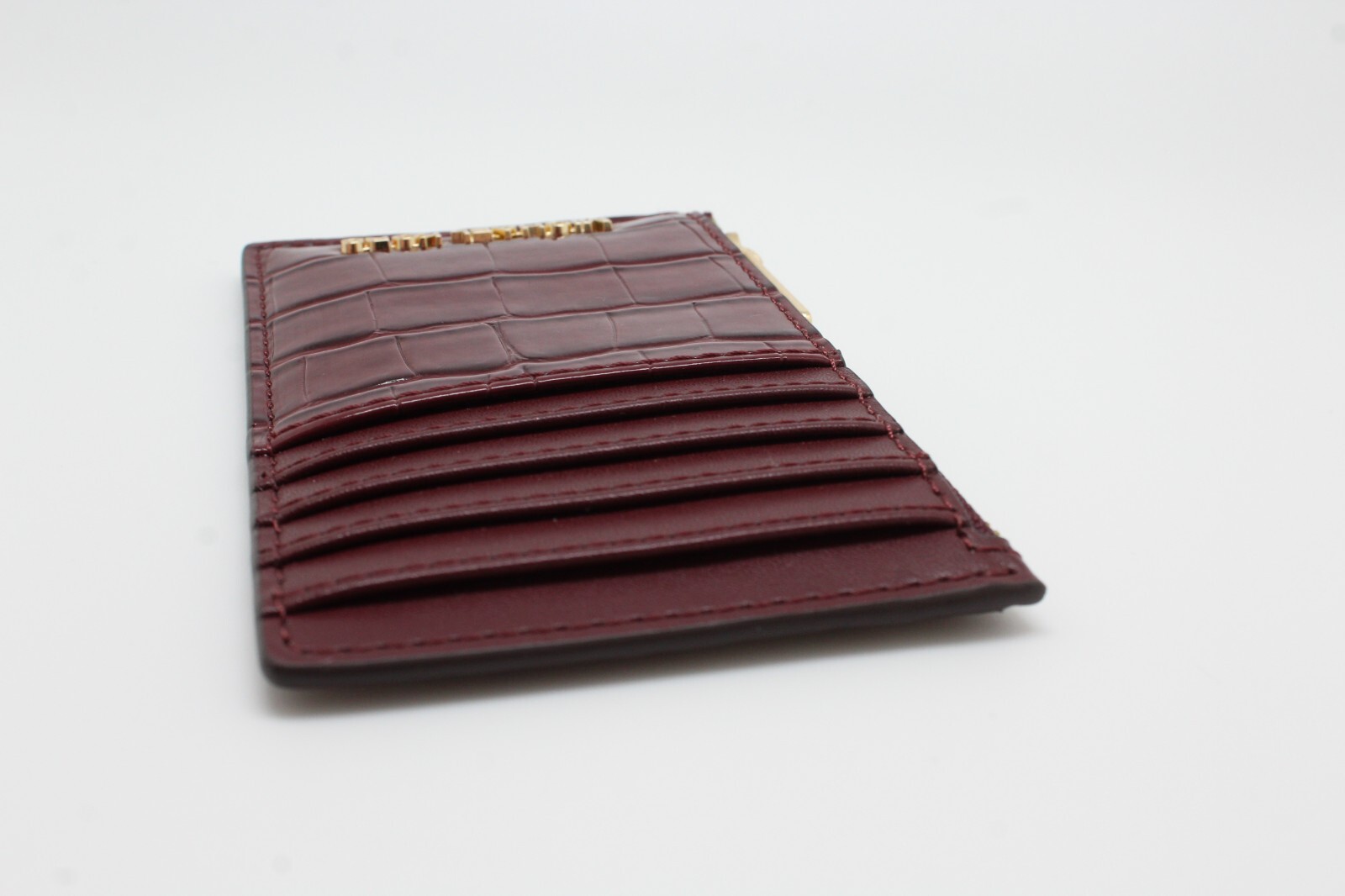 Michael Kors Jet Set Travel Medium Card Case/ ID Card Wallet In Oxblood