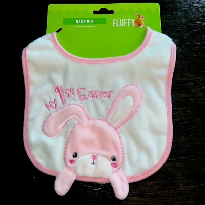 Happy Go Fluffy My First Easter Baby Girl Bib NWT Super Soft