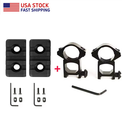 3-Slot Rail Section Aluminum for mlok + 1'' Ring High Profile Mount For 20mm Rail