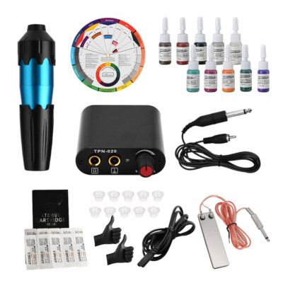 Tattoo Maschine Set Rotary Pen Tinte Kappen Becher Halter Ständer Kit Makeup Set