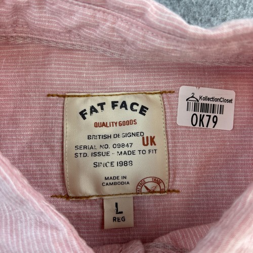 Fat Face Shirt Mens Large Pink Long Sleeve Button Up Preppy Casual Linen Adult - Picture 5 of 14