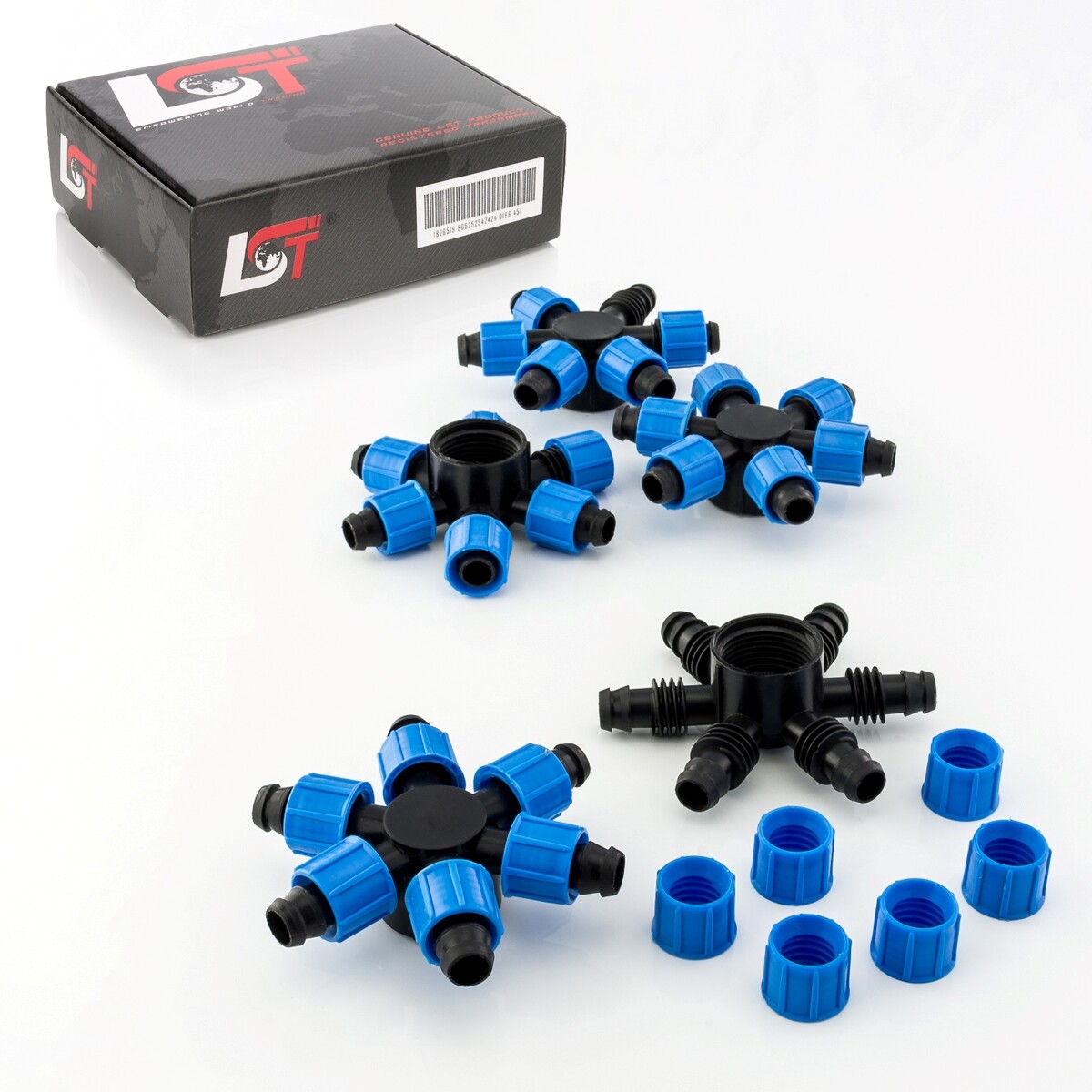 5x 6-Way Distributor Hose Connector PE Fitting Irrigation System 17mm