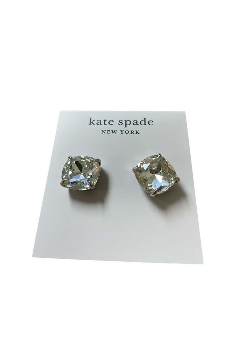 Маленькие квадратные серьги-гвоздики Kate Spade серебристого цвета 3390₽