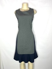 BRAND NEW J CREW BLUE GRAY COLORBLOCK SLEEVELESS PONTE KNIT SHEATH DRESS SZ 12