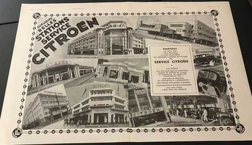 1933 Citroen Service Stations - Vintage Original French 2-Page Print Ad Wall Art