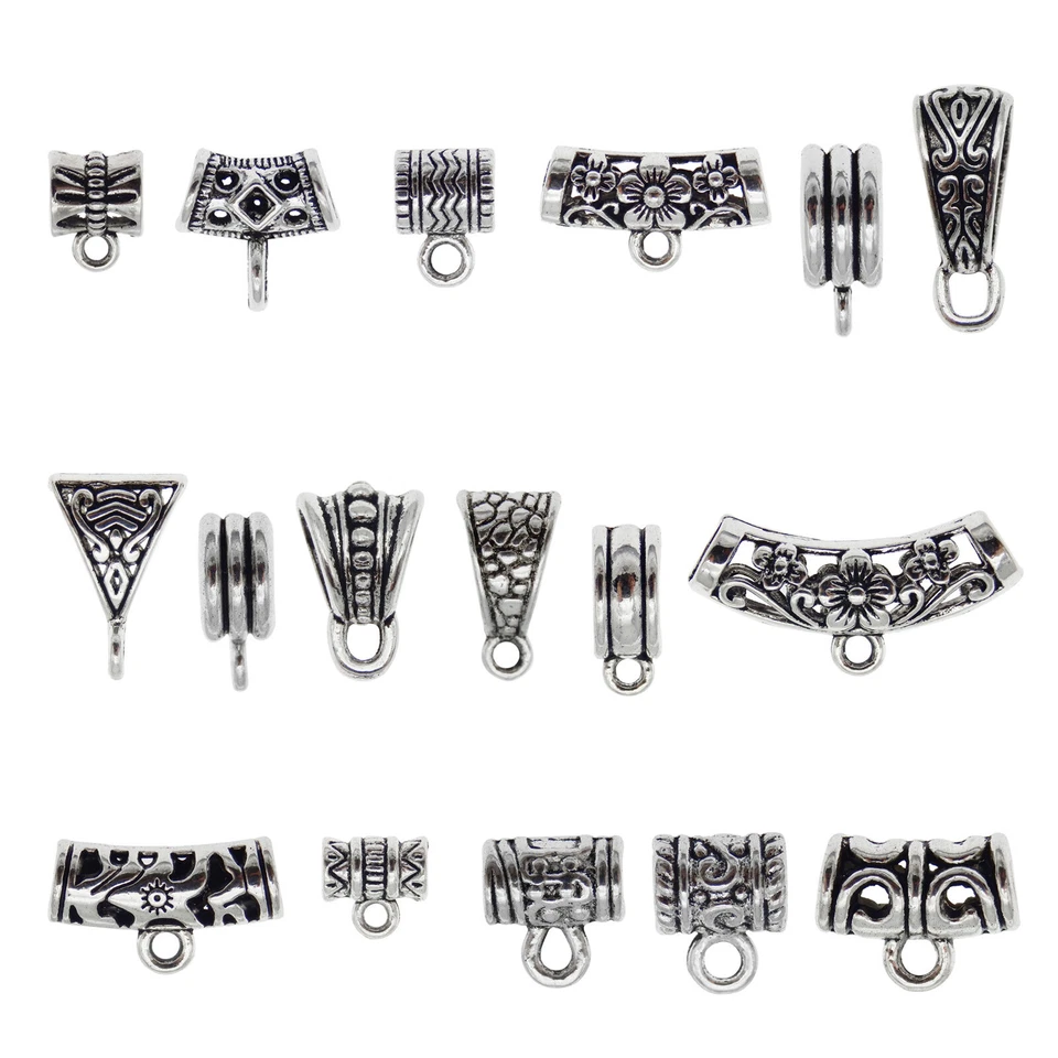 20x Alloy Silver Bail Bead Charm Bail Tube Spacer Bead European Bracelet Pendant - Image 3 of 4