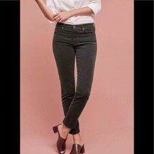 AG Adriano Goldschmied Womens 26R Green Corduroy Stevie Slim Straight Ankle Pant