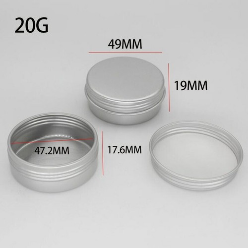 Round Aluminium Silver Tin Container EPE Lined Screw Lid 5ml,10ml,15ml,20ml-60ml - Picture 13 of 17