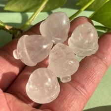 5pc Natural clear Quartz Pine nuts hand Carved Crystal gem reiki Healing